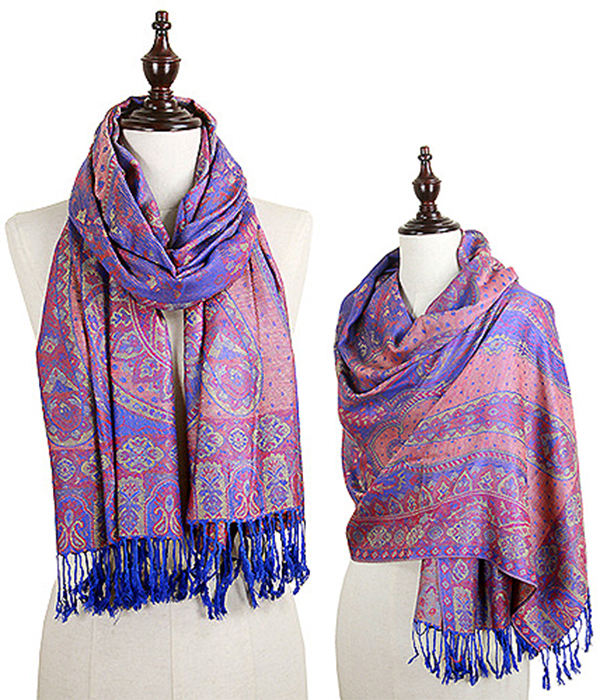 PAISLEY PATTERN PASHMINA SCARF - 100% VISCOSE