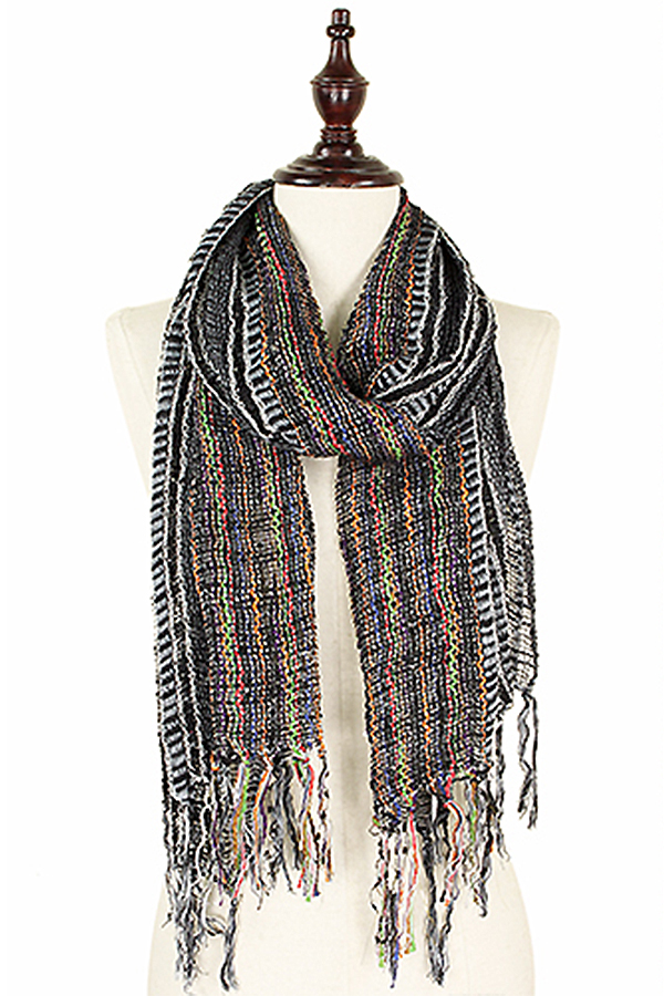 MULTI COLOR WOVEN SCARF - 60% COTTON 30% VISCOSE