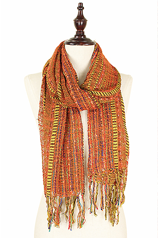 MULTI COLOR WOVEN SCARF - 60% COTTON 30% VISCOSE