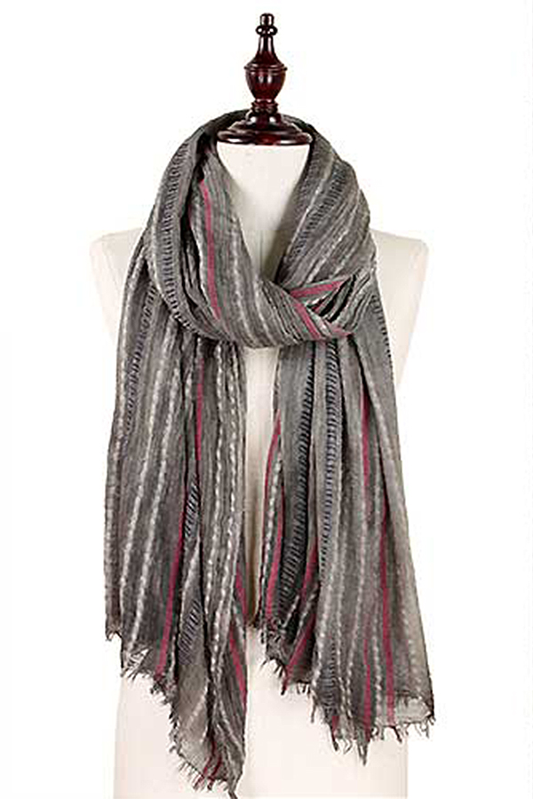 NATURAL DYE STRIPE OBLONG SCARF - 100% VISCOSE