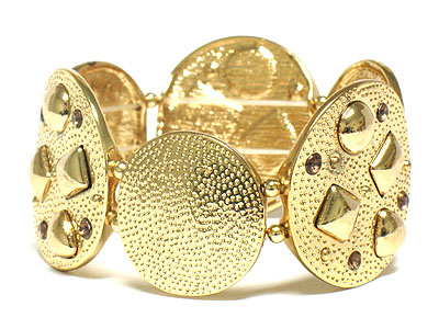 Metal stud disk stretch bracelet