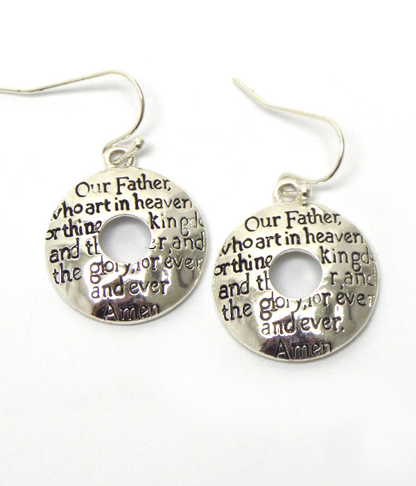 Prayer fish hook earrings