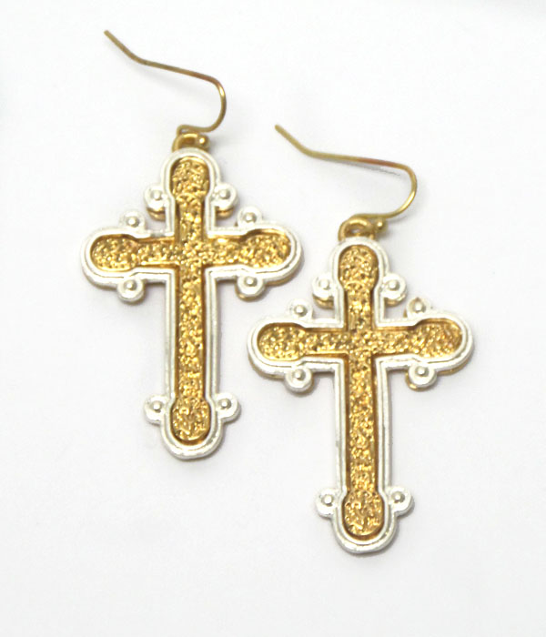 Cross shape fish hook earrings