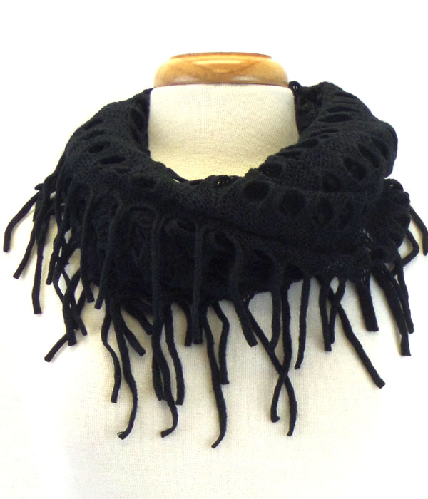 Infinity net and fringe scarf 