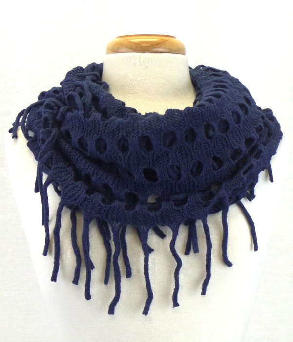 Infinity net and fringe scarf 