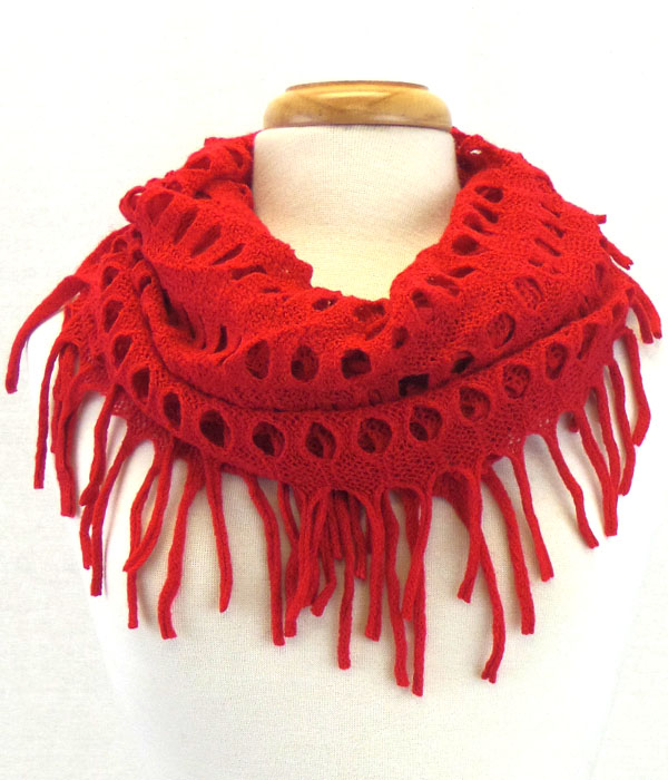 Infinity net and fringe scarf 