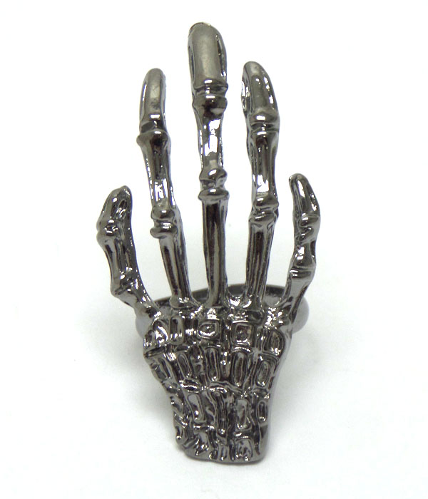 Metal skull hand adjustable ring