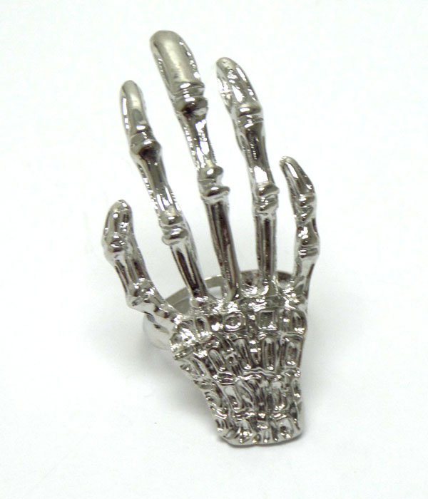 Metal skull hand adjustable ring