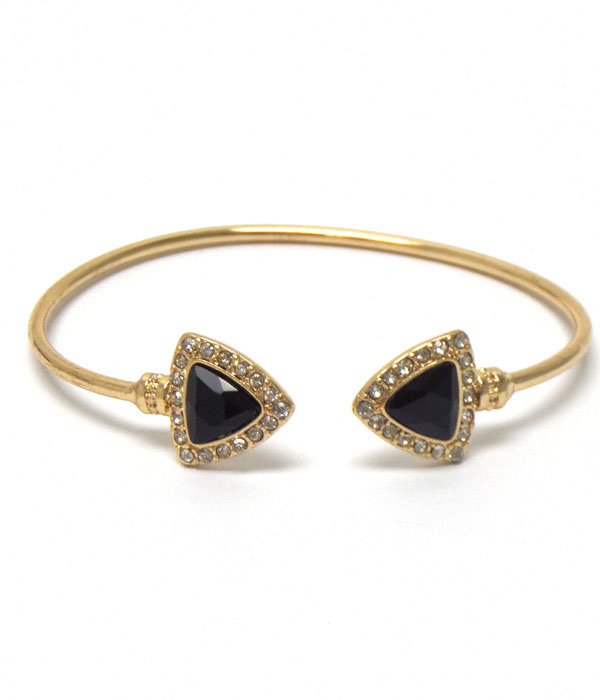 Glass stone halo open wire cuff bracelet 
