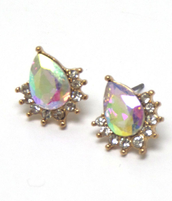 Mini teardrop glass tone earrings