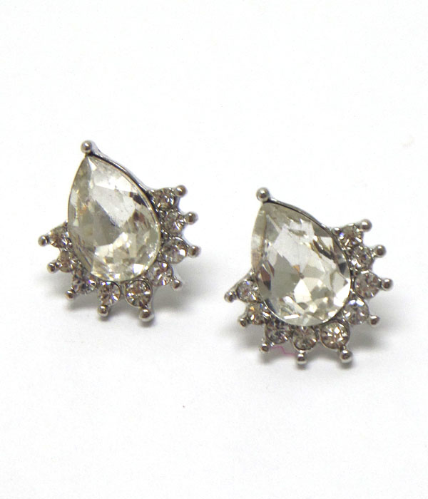 Mini teardrop glass tone earrings