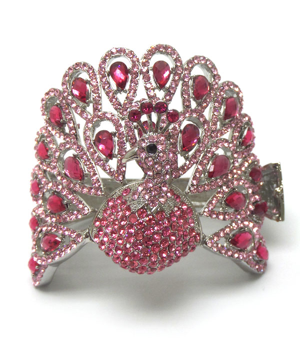 Peacock open wing crystals bangle
