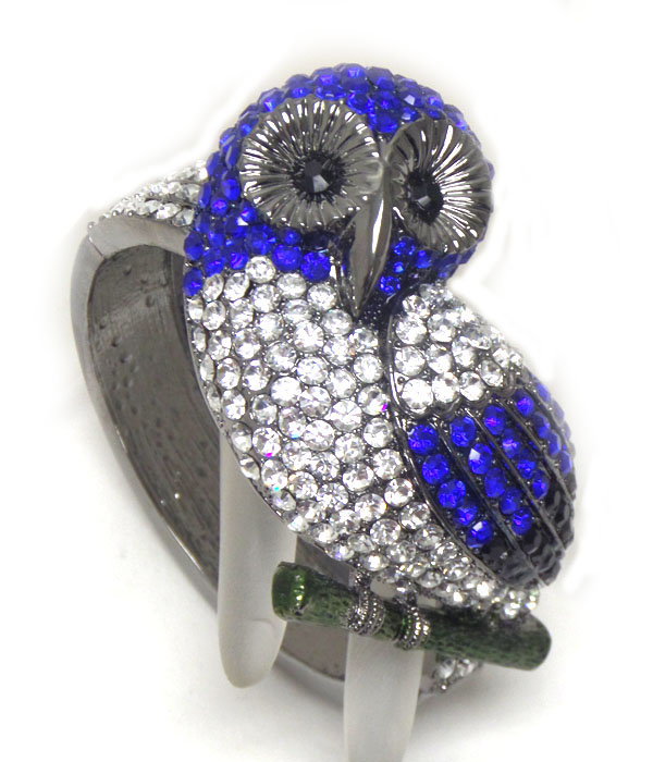 Multi color owl epoxy crystals bangle