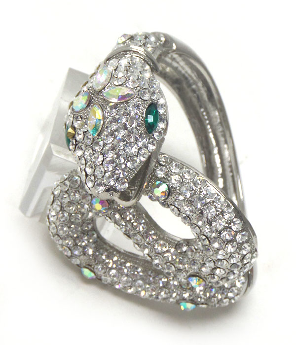 Rolling snake crystals pave bangle 