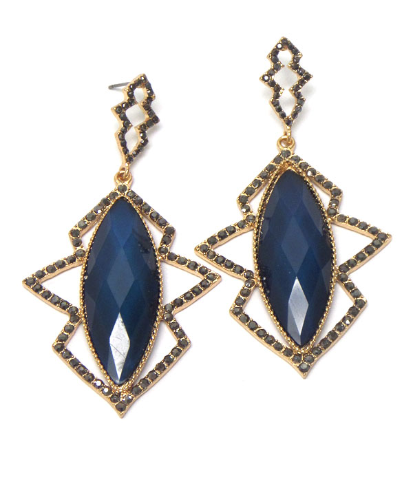 FACET STONE CENTER AND CRYSTAL EDGE DROP EARRING
