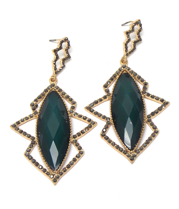 FACET STONE CENTER AND CRYSTAL EDGE DROP EARRING