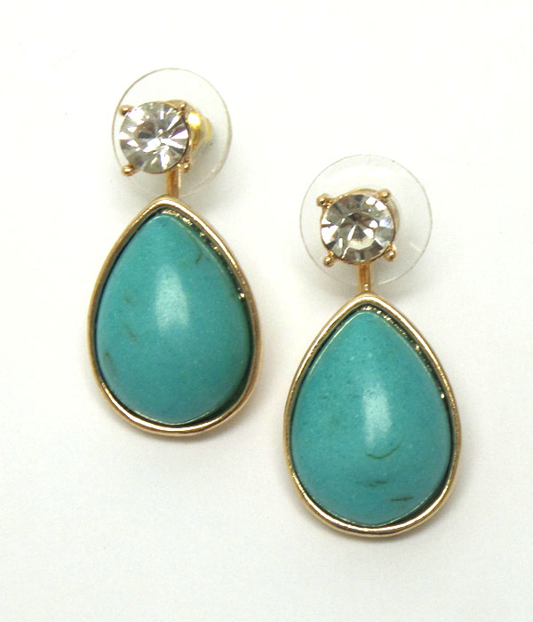 Natural stone tear drop earrings