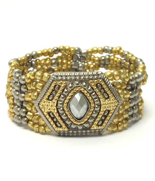 Aztec design casting with seed bead bracelet -western