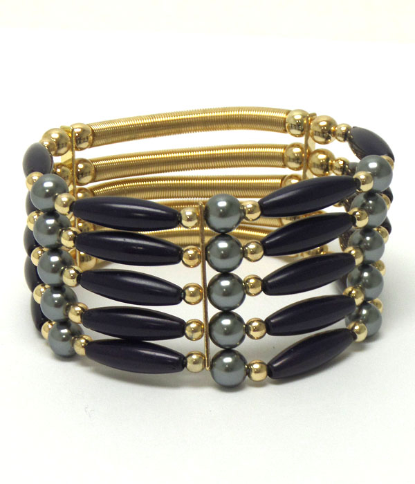 Five layers of beads with spring bracelet 