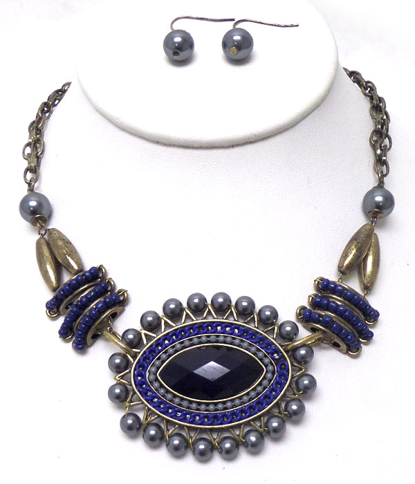 Handmade beads and stones necklace set