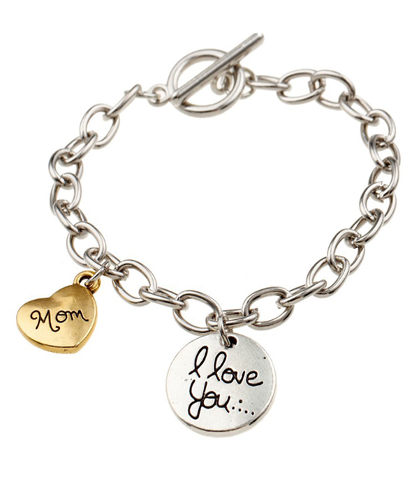 I love you mom charm bracelet