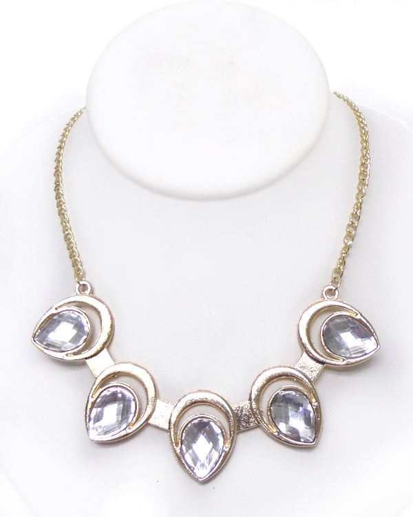 TEARDROP SHAPE CRYSTAL CHAIN NECKLACE 