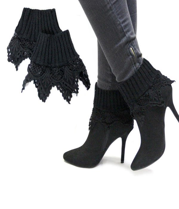 Lace and crochet boot topper short leg warmers - boot cuffs