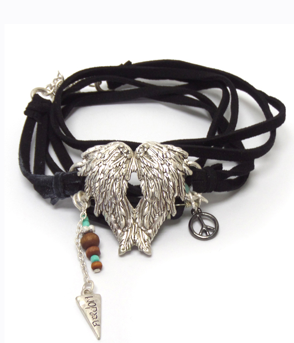 Bohemian charm multi row leather bracelet