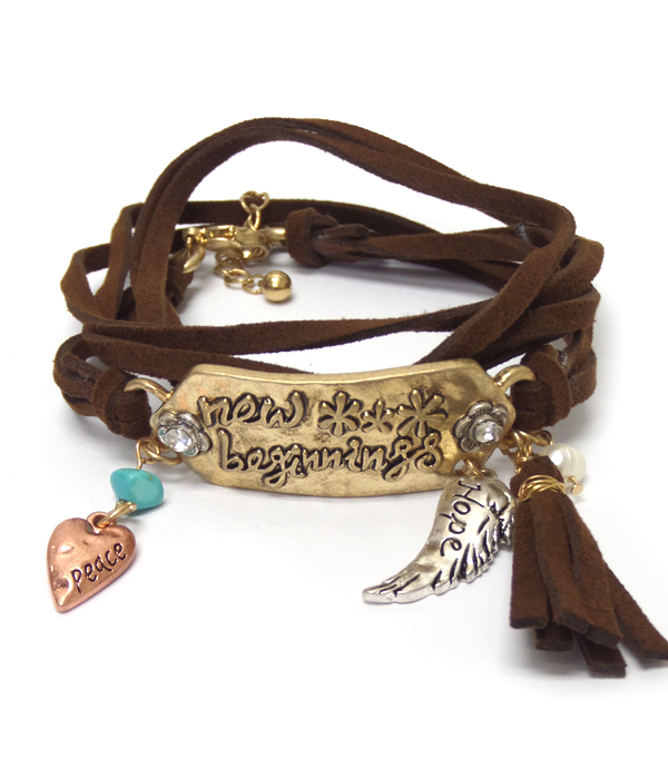 BOHEMIAN CHARM MULTI ROW LEATHER BRACELET NOW BEGINNING