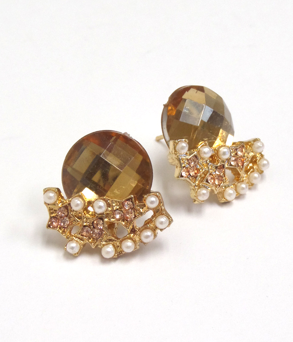 Multi pearl stud earring