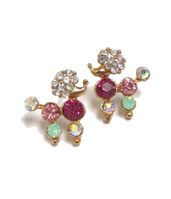 Crystal poodle dog earring