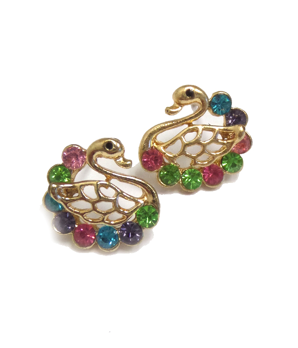 Crystal swan earring