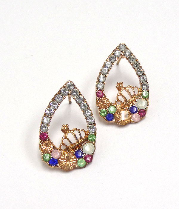 Crown and teardrop earring