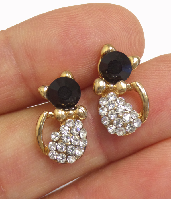 Crystal cat earring