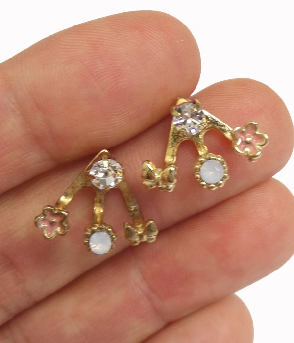 Crystal front and back double side earring