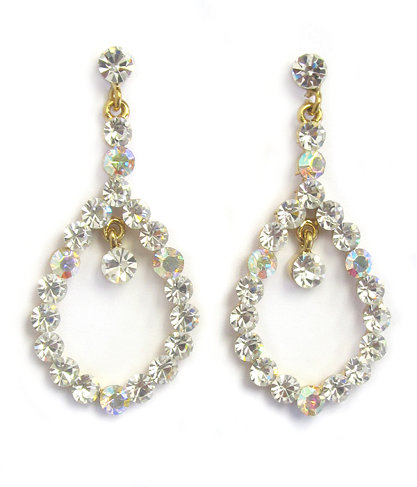 Stone paved tear shape drop earring
