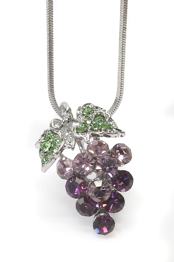 WHITEGOLD PLATING CRYSTAL GRAPE NECKLACE