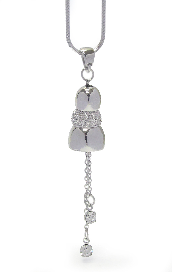 WHITEGOLD PLATING CRYSTAL METAL BEADS  PENDANT NECKLACE