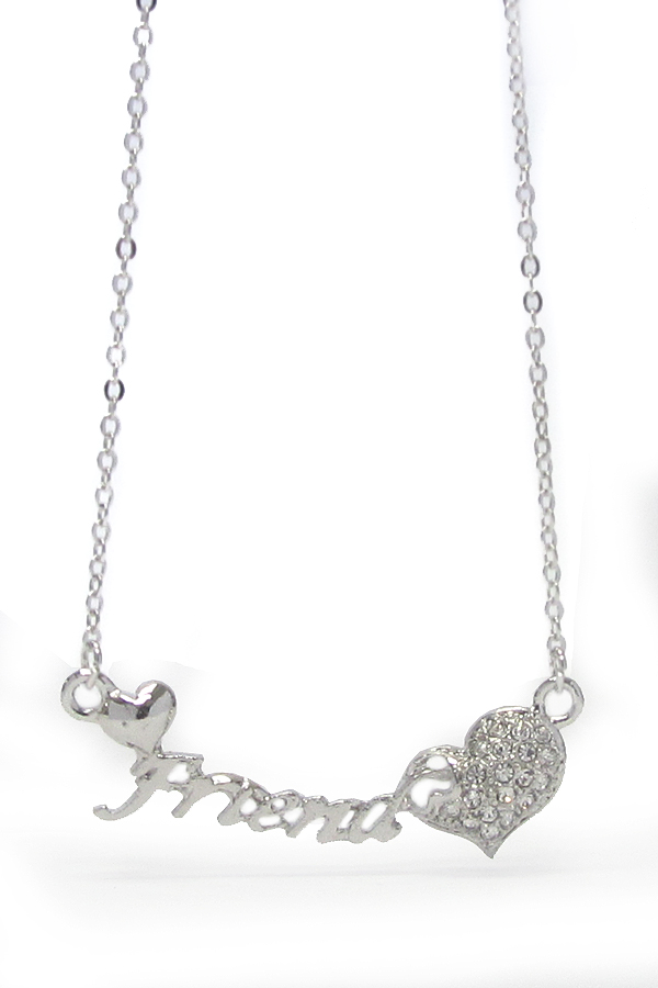 Made in korea whitegold plating crystal friend  pendant necklace