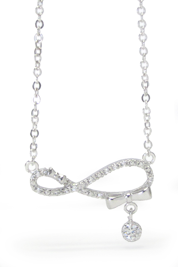 WHITEGOLD PLATING CRYSTAL INFINITY SYMBOL PENDANT NECKLACE