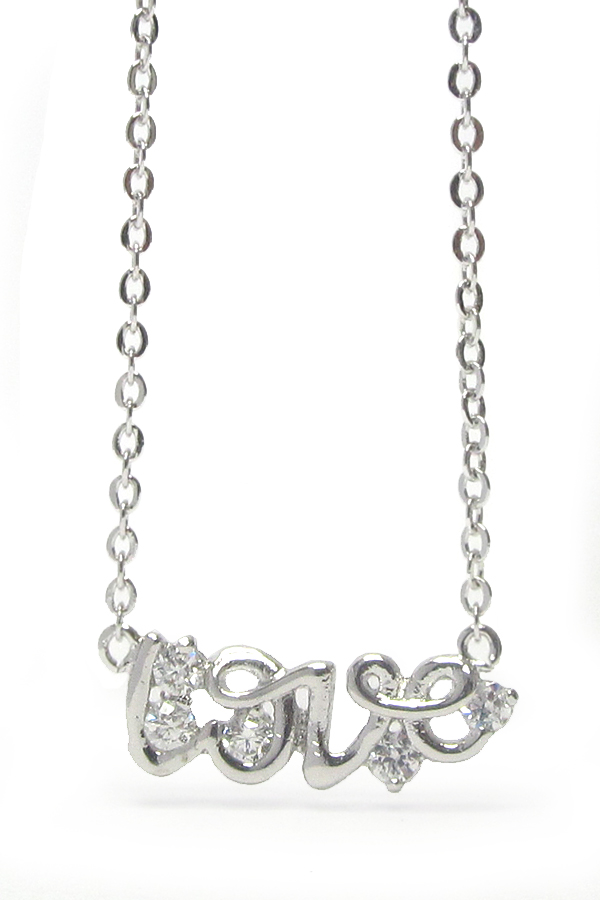 Made in korea whitegold plating crystal love pendant necklace -valentine