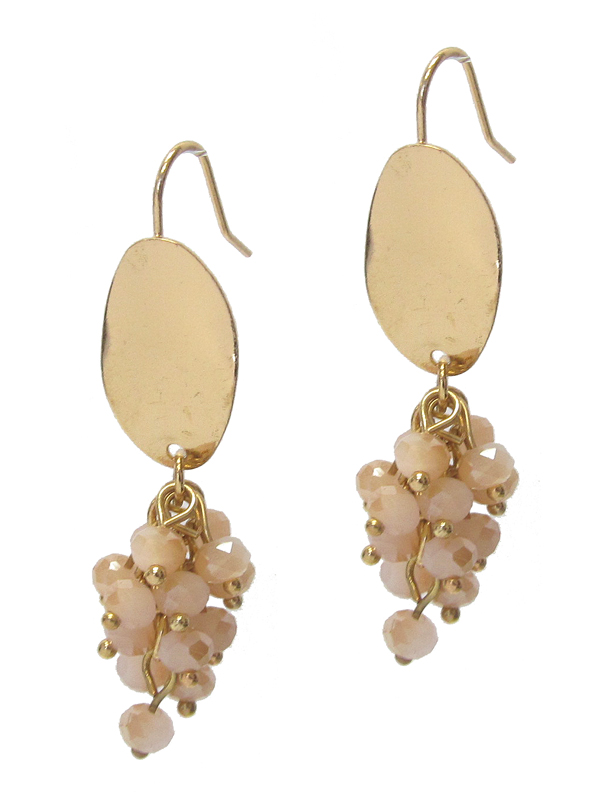 MULTI GLASS BEAD AND OVAL DISC EARRING
