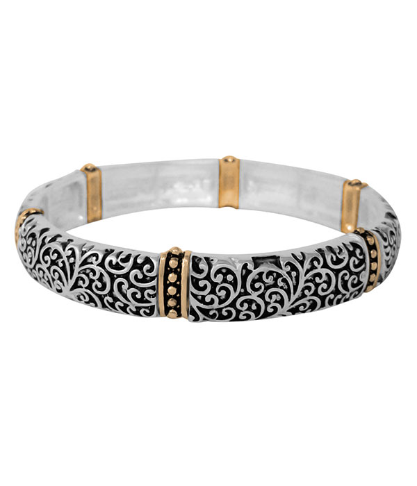 Designer textured stackable stretch bracelet