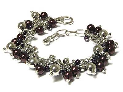 Multi metal beads dangle bracelet