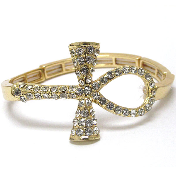 Crystal stud egytian cross stretch bracelet