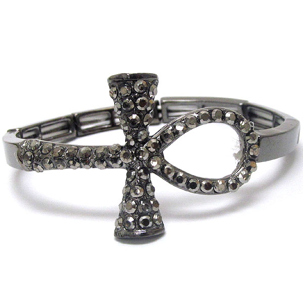 Crystal stud egytian cross stretch bracelet
