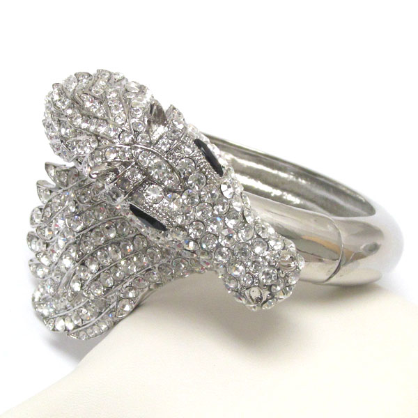 Crystal deco horse and mane hinge bangle bracelet