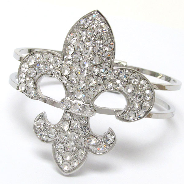 Large fleur de lis hinge bangle bracelet