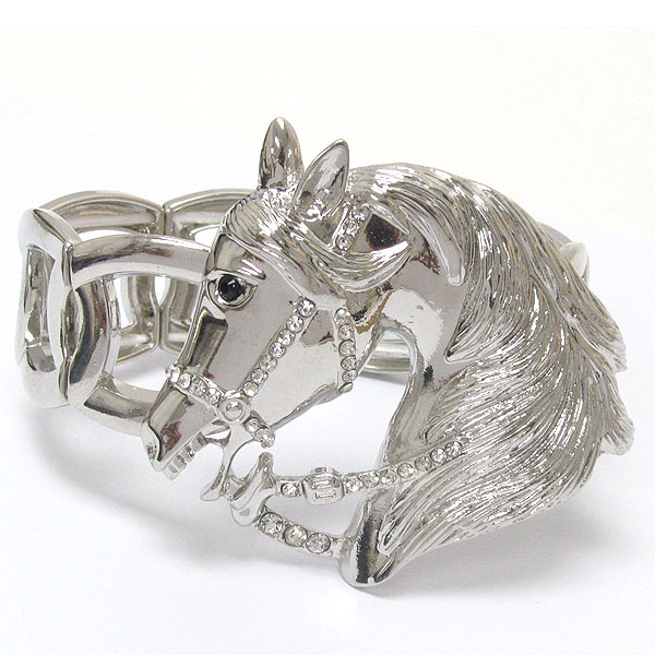 Crystal deco horsehead stretch bracelet