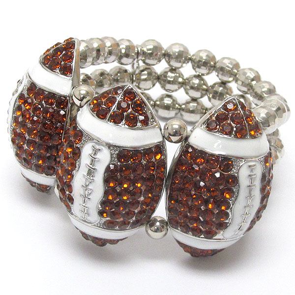 Crystal deco triple football stretch bracelet